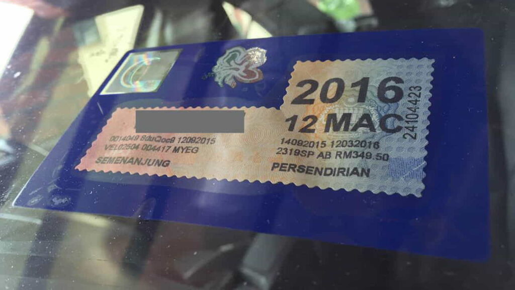 kepentingan saiz roadtax kereta yang standard