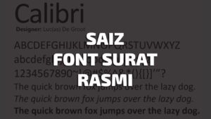 saiz font surat rasmi